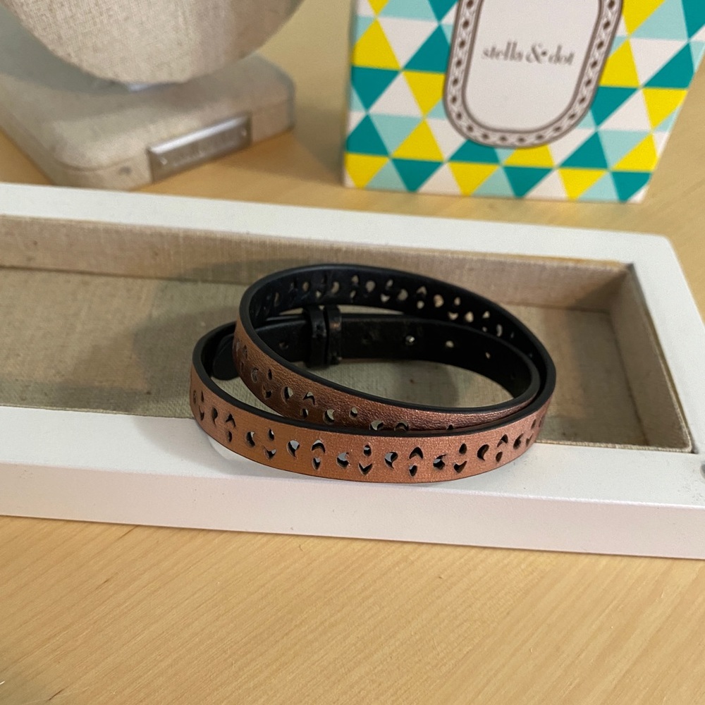 Stella and Dot Juliana double wrap bracelet - black rose gold